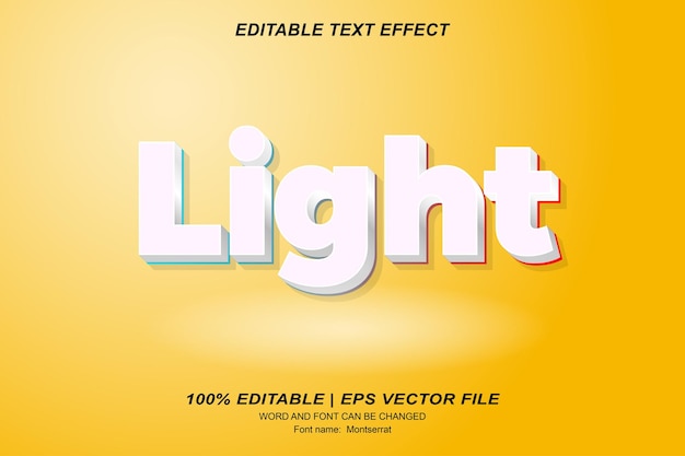 Light text effect 3d editable vector design