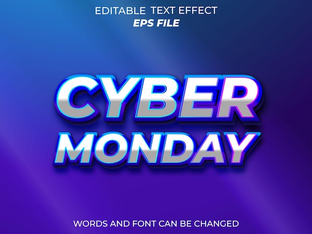 световой текстовый эффект шрифт Cyber Monday редактируемая типография 3d текстовый векторный шаблон
