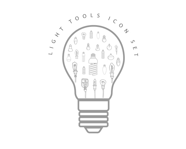 Light tools icon set design