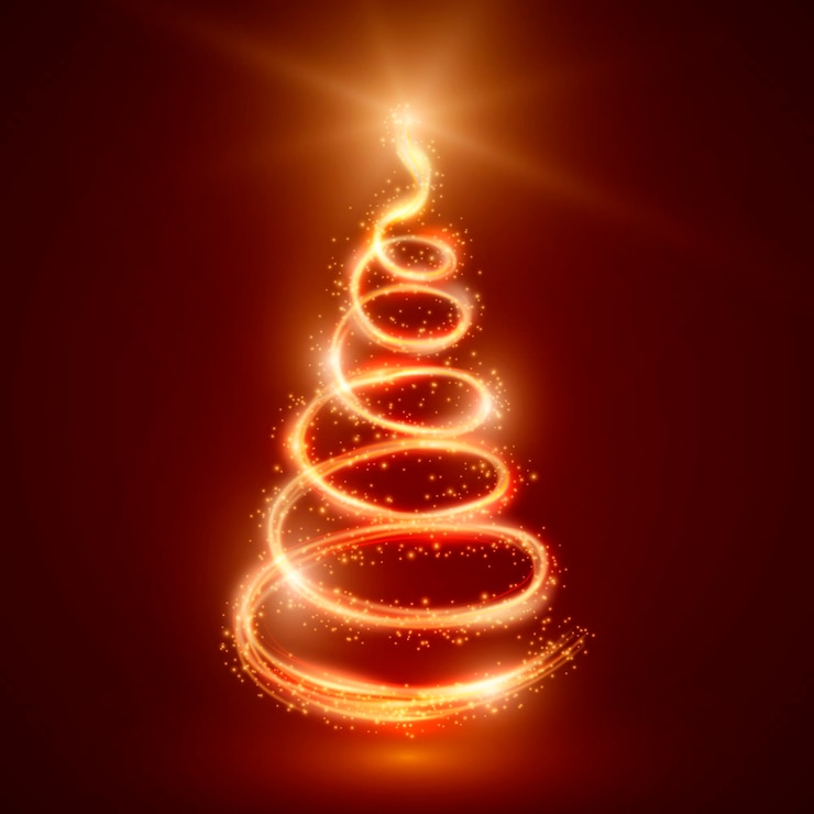 Vector light trail christmas tree