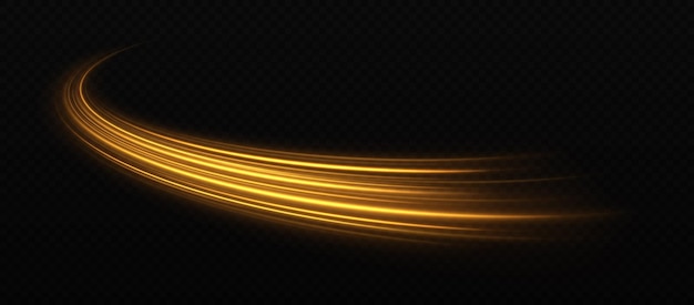 Vector light trail or neon line swirl glittering effect abstract light speed motion effect