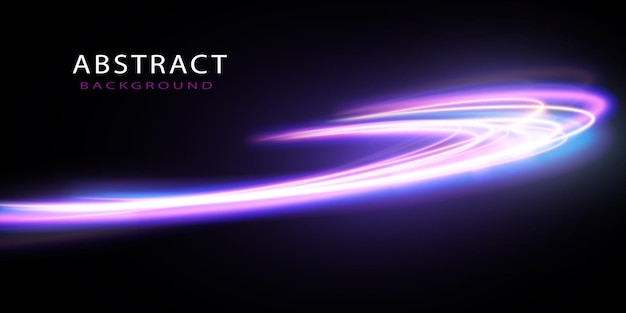 Световые следы фиолетовая и синяя линияабстрактный фон эффект скорости движения размытие ночных огней