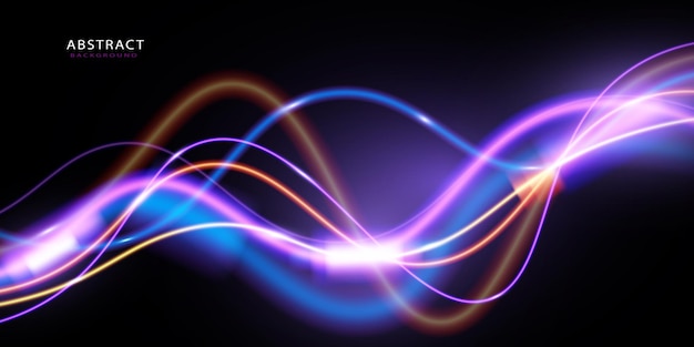 Vector light trails violet and blue lineabstract background speed effect motion blur night lights