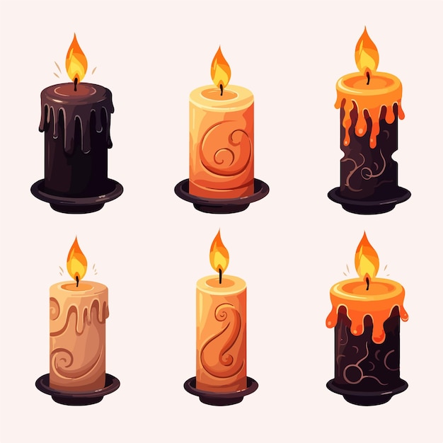 Зажгите Хэллоуин иллюстрированными свечами. Осенние элементы наполняют жуткое искусство AI Generation