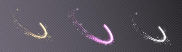 Vector light whirl. curve neon line light effect. glowing blue purple curved line for gaming industry adver