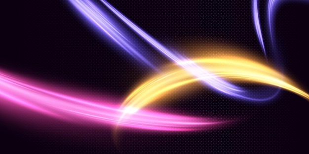 Light whirl Curve neon line light effect Glowing bright curved lines