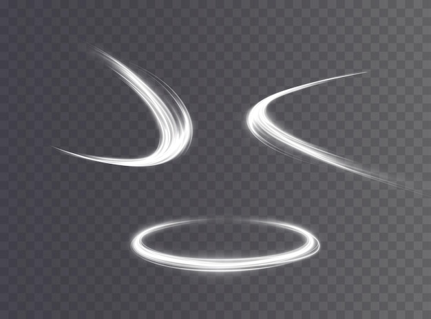 Light white Twirl. Curve light effect of white line. Element for your design, advertising.