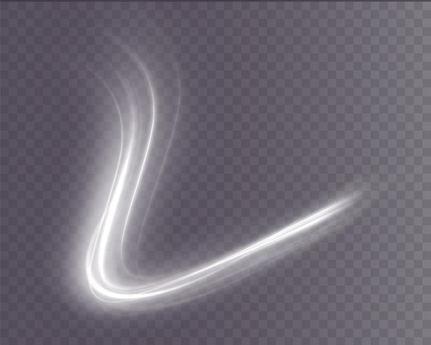 Light white twirl. curve light effect of white png line.