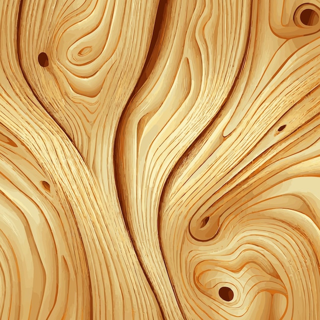 Vector light wood texture background with knots vector