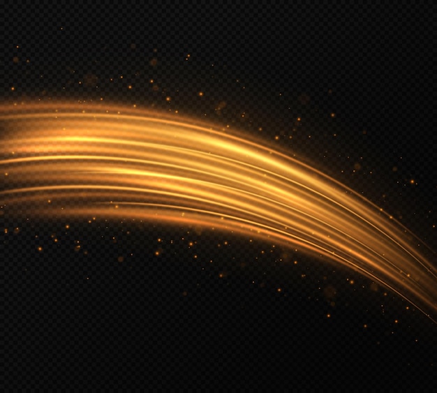 Light yellow trail golden neon line swirl glittering effect