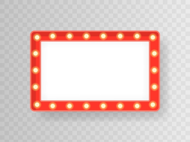 Lightbox billboard with empty transparent background Retro rectangle bulb frame with space for advertisement promotion and text Vector illustration