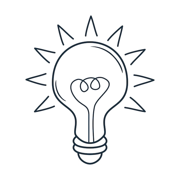 Lightbulb doodle icon hand drawn