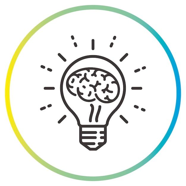 電球のアイデアのアイコン 知識 イノベーション 電球のロゴの中の脳 光 ソリューション 思考