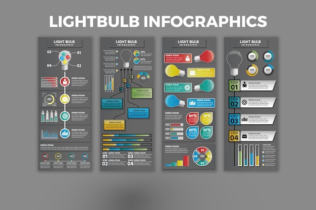 Modello di infografica lampadina