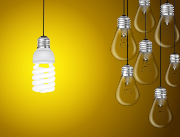 Lightbulbs op gele achtergrond