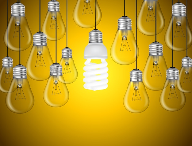 Lightbulbs on yellow background