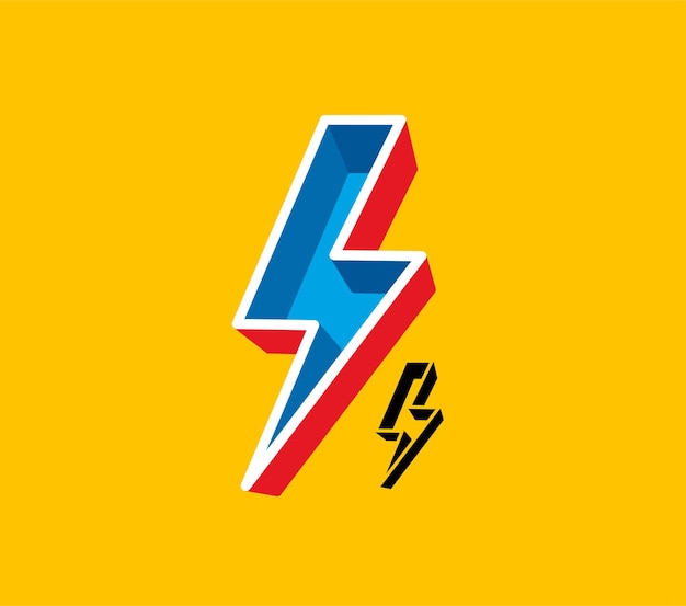 Lightening or bolt or flash logo or icon design concept isolated on yellow background vector illustration