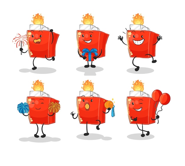 Lighter celebration set character cartoon mascot vector