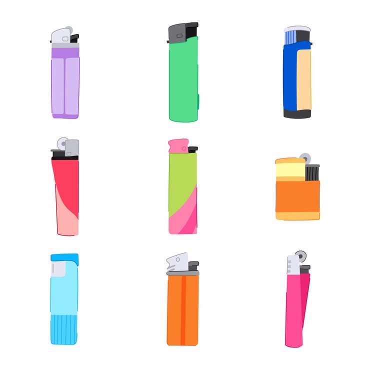 Vector lighter fire set cartoon vector illustration