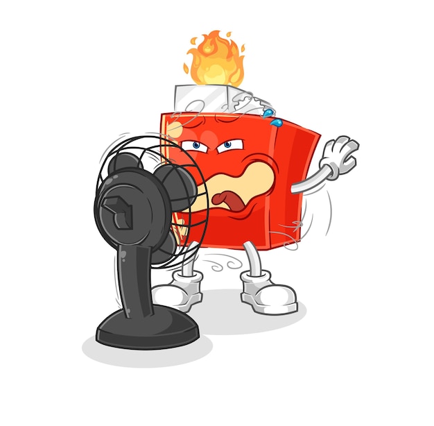 Lighter with the fan character cartoon mascot vector