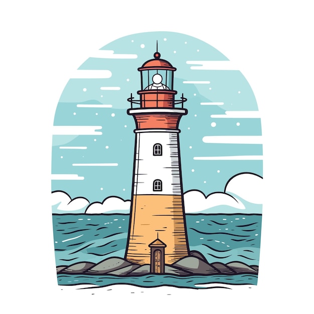 Lighthouse on the beach illustration