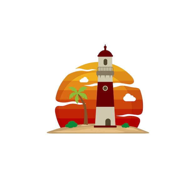 Lighthouse beach island view vector art