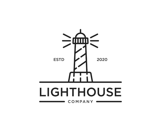 Vector lighthouse beacon logo design vector illustration