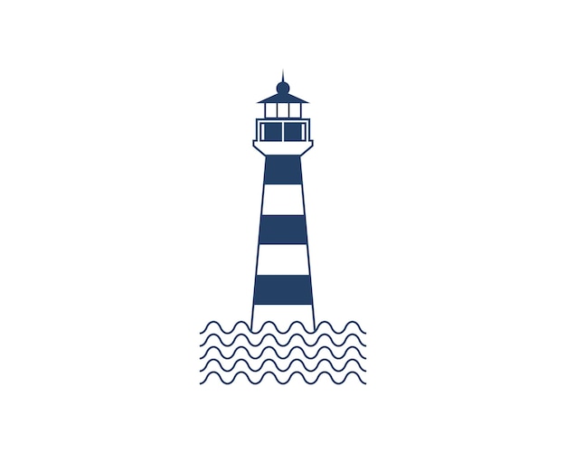 Lighthouse on the blue waves vector illustration