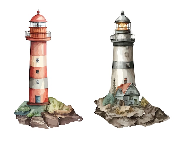 Lighthouse clipart isolated vector illustration