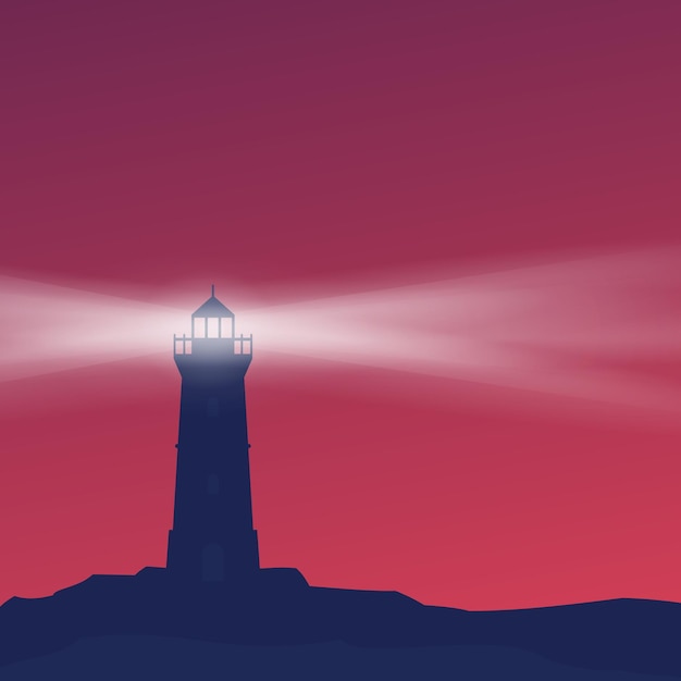 Vector lighthouse on the coast vector illustration