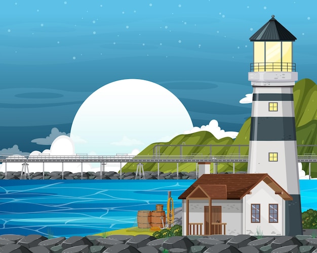 Vector lighthouse on the coast