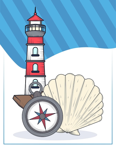 Lighthouse and compass