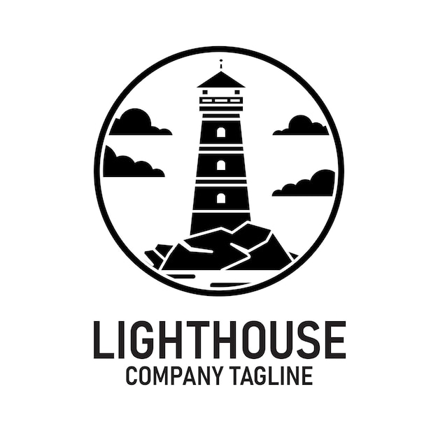 Vettore vettore modificabile del logo base di lighthouse glyph