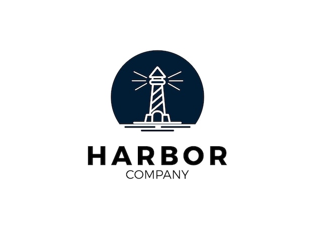 The lighthouse and harbor logo vector designs