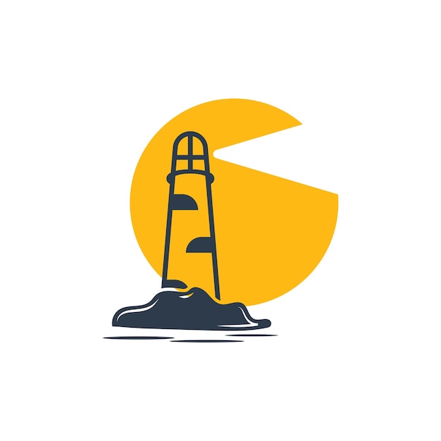 Vector lighthouse icon logo and vector illustration beacon tower design