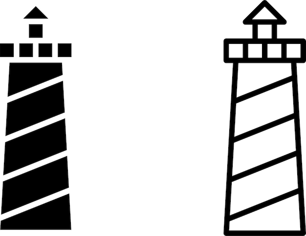 Икона маяка или символ в стиле глифа и линии, изолированный на прозрачном фоне