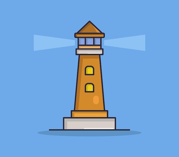 Lighthouse illustrated in cartoon style