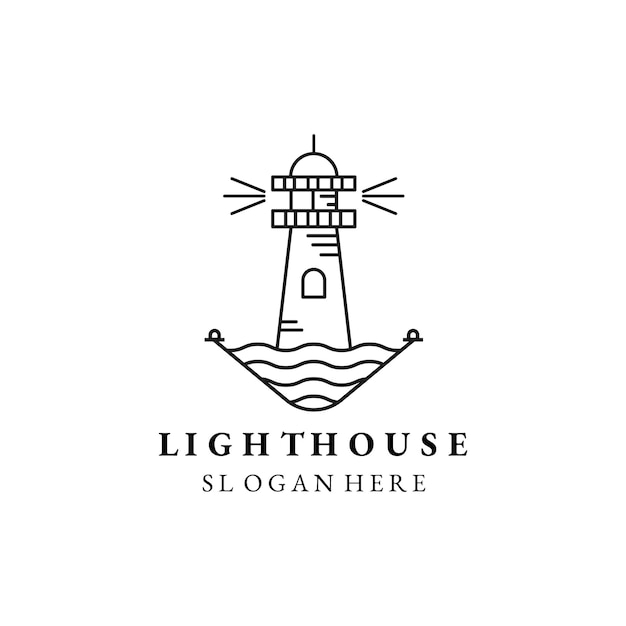 Lighthouse line art minimalist icon logo vector illustration template design tower line art logo