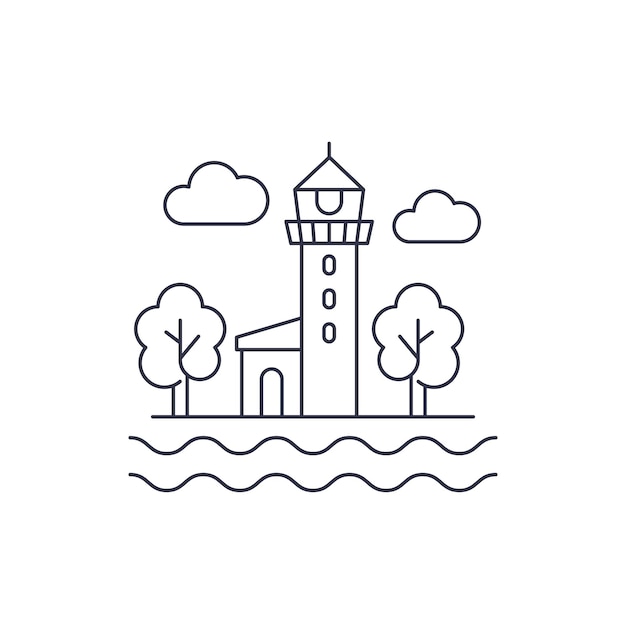 Lighthouse line icon on white