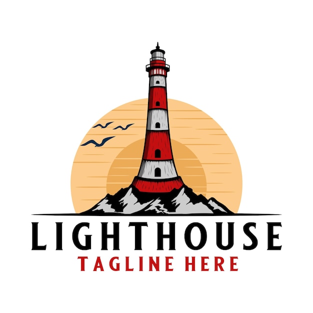 Lighthouse logo vector design illustration symbol