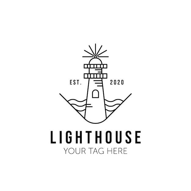 lighthouse logo vector line art illustration design tower logo design