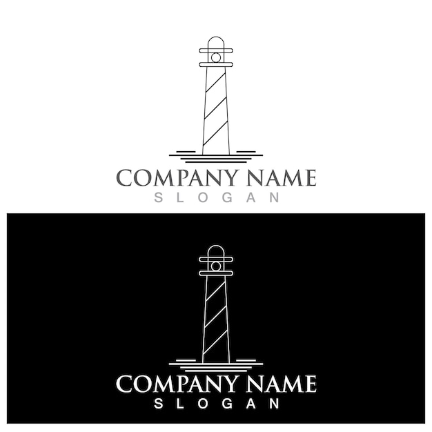 Логотип маяка и векторный шаблон
