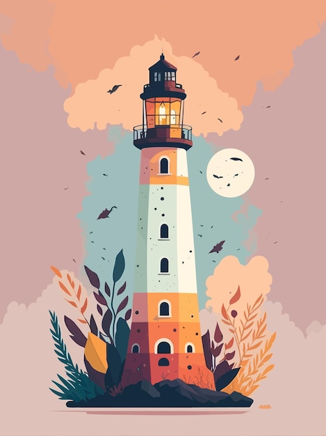 Vector a lighthouse mashup with cross vector art