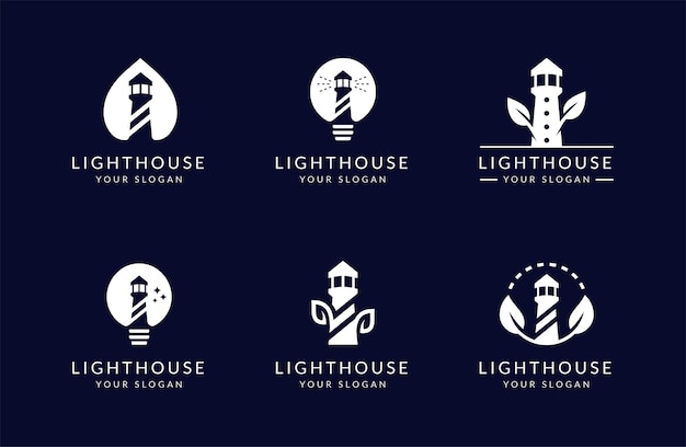 Vector lighthouse and nature logo design collection