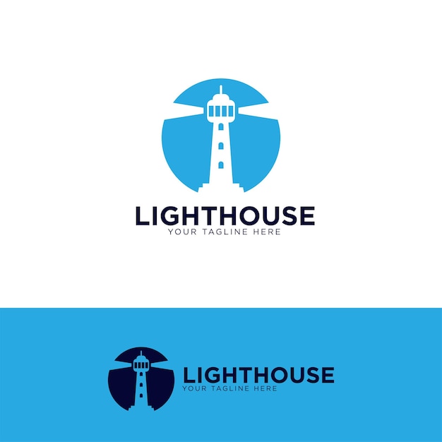 lighthouse negative space logo design