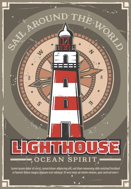 Vector lighthouse old signal marine tower vector