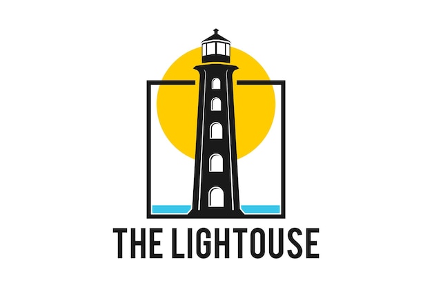 Ispirazione per il design del logo di lighthouse searchlight beacon tower island beach