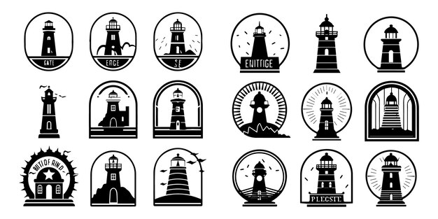 Lighthouse silhouette vector collection