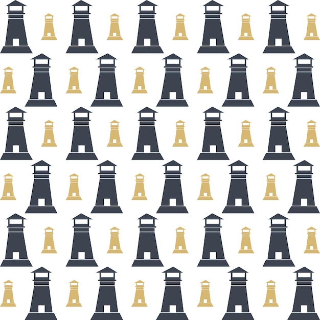 Lighthouse trendy seamless creative repeating pattern vector illustration background