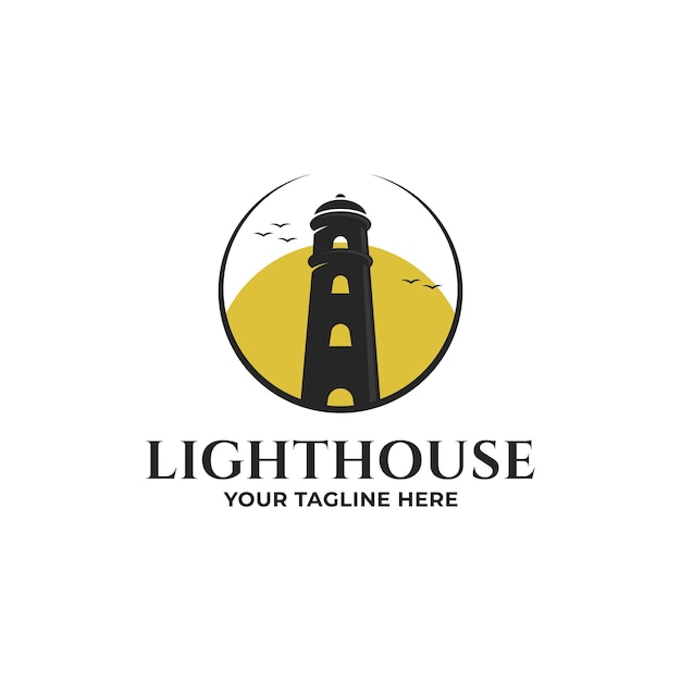 Lighthouse vintage logo vector illustration design template inspiration Lighthouse logo vector design sea light logo